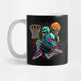 Swoosh!  College Ballin' Skeleton Slams Dunk - Neon Hoops Champion Tee Mug